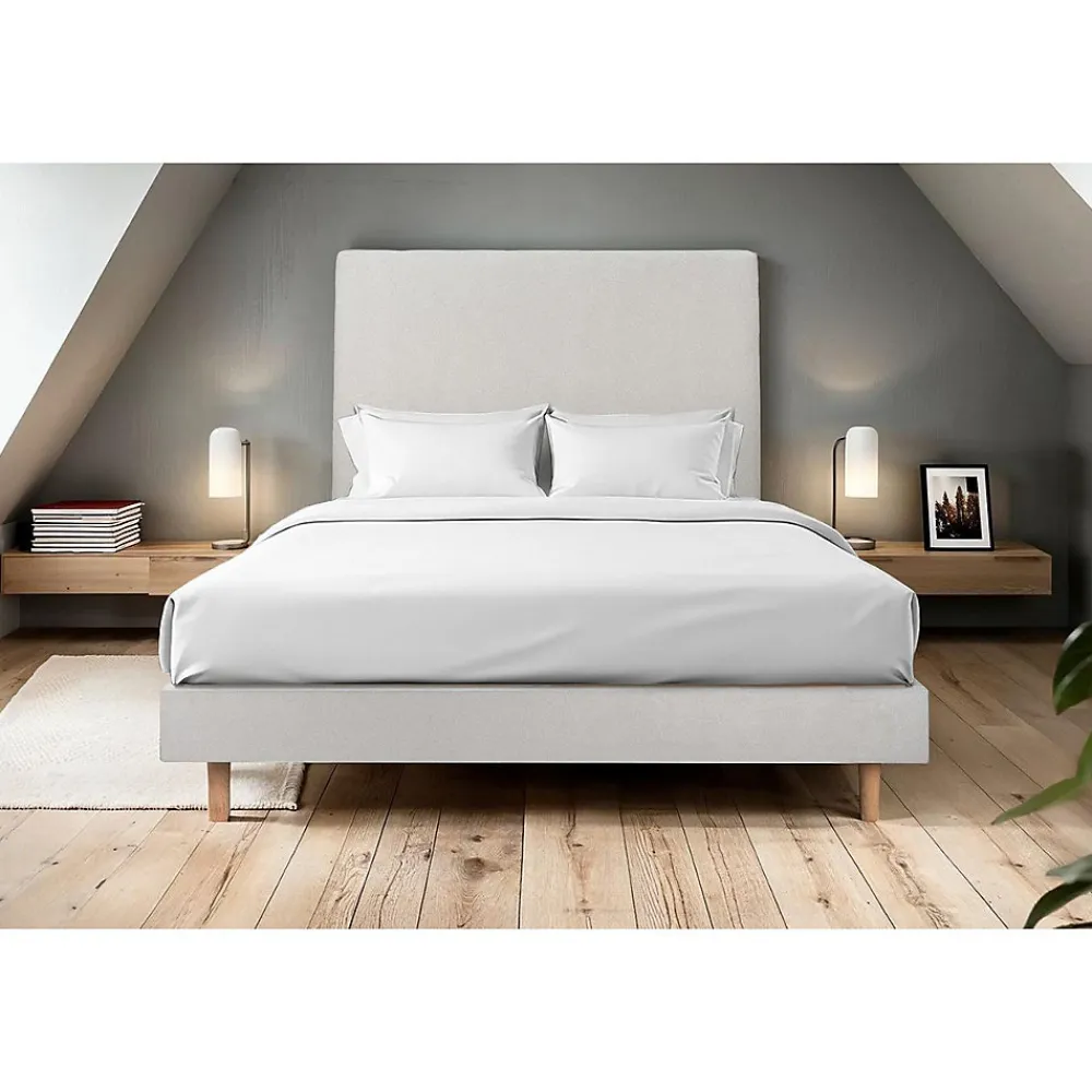 Lit avec tête de lit tapissier velours et sommier kit - Lit en bois massif>Sommeil De Plomb Outlet