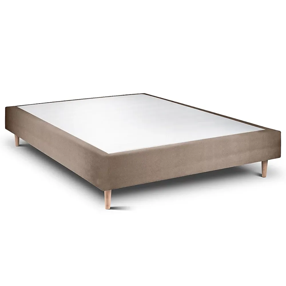 Sommeil De Plomb Lit avec tête de lit tapissier velours et sommier tapissier - Lit en bois massif* Lit Double