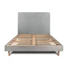 Lit avec tête de lit tapissier bouclette et sommier kit - Lit en bois massif>Sommeil De Plomb Online
