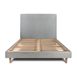 Lit avec tête de lit tapissier bouclette et sommier kit - Lit en bois massif>Sommeil De Plomb Online