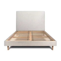 Sommeil De Plomb Lit avec tête de lit tapissier bouclette et sommier kit - Lit en bois massif* Lit Double