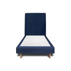 Sommeil De Plomb Lit avec tête de lit tapissier velours et sommier tapissier - Lit en bois massif* Lit Simple