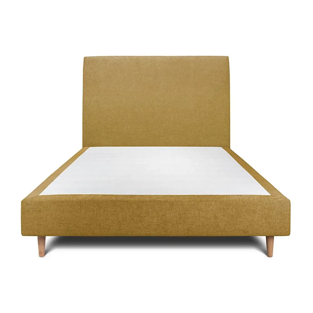 Sommeil De Plomb Lit avec tête de lit tapissier tissu et sommier tapissier - Lit en bois massif* Lit Double