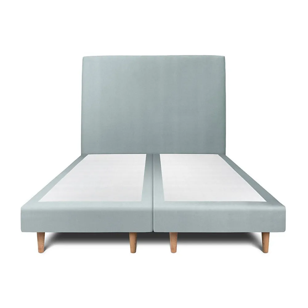 Lit avec tête de lit tapissier velours et sommier tapissier - Lit en bois massif>Sommeil De Plomb Sale