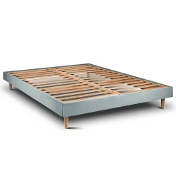 Sommeil De Plomb Lit avec tête de lit tapissier velours et sommier kit - Lit en bois massif* Lit Double