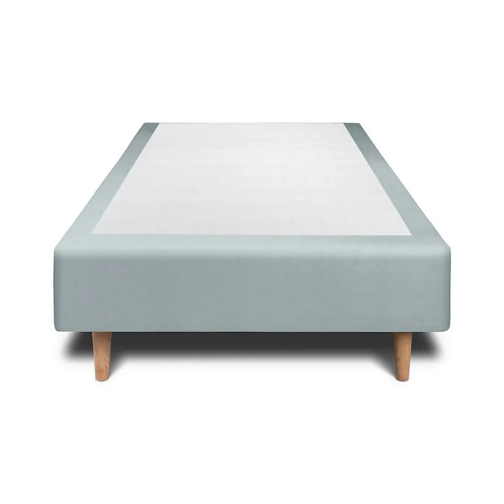 Lit avec tête de lit tapissier velours et sommier tapissier - Lit en bois massif>Sommeil De Plomb Discount