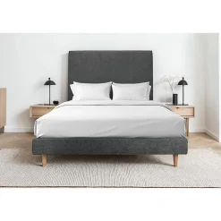 Lit avec tête de lit tapissier velours et sommier tapissier - Lit en bois massif>Sommeil De Plomb Clearance