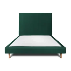 Lit avec tête de lit tapissier velours et sommier tapissier - Lit en bois massif>Sommeil De Plomb Clearance