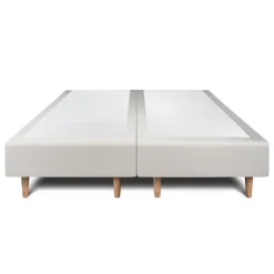 Lit avec tête de lit tapissier velours et sommier tapissier - Lit en bois massif><noscript><img width=