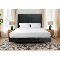Lit avec tête de lit tapissier bouclette et sommier kit - Lit en bois massif>Sommeil De Plomb Best