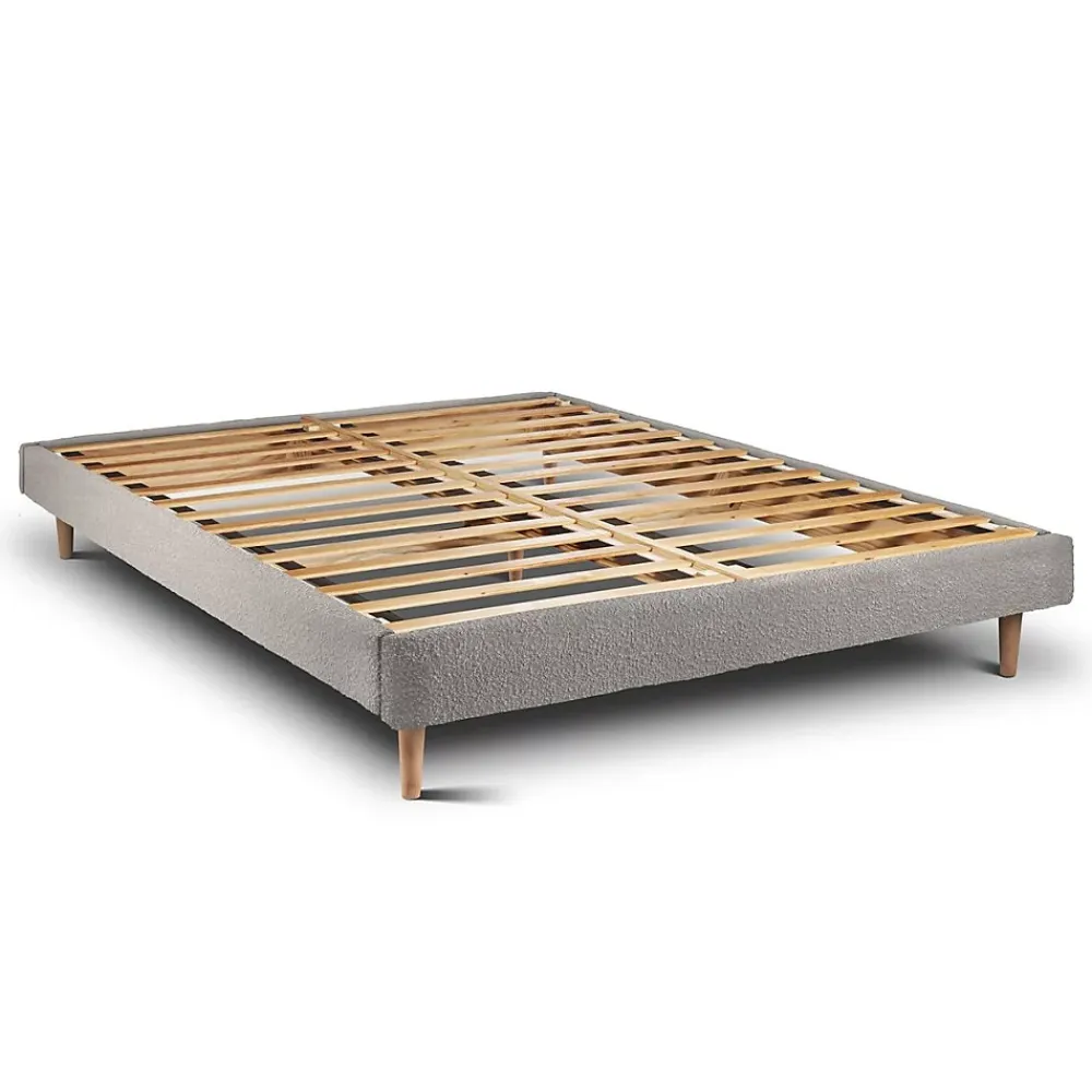 Sommeil De Plomb Lit avec tête de lit tapissier bouclette et sommier kit - Lit en bois massif* Lit Simple