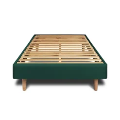Sommeil De Plomb Lit avec tête de lit tapissier velours et sommier kit - Lit en bois massif* Lit Simple
