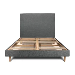 Sommeil De Plomb Lit avec tête de lit tapissier tissu et sommier kit - Lit en bois massif* Lit Simple