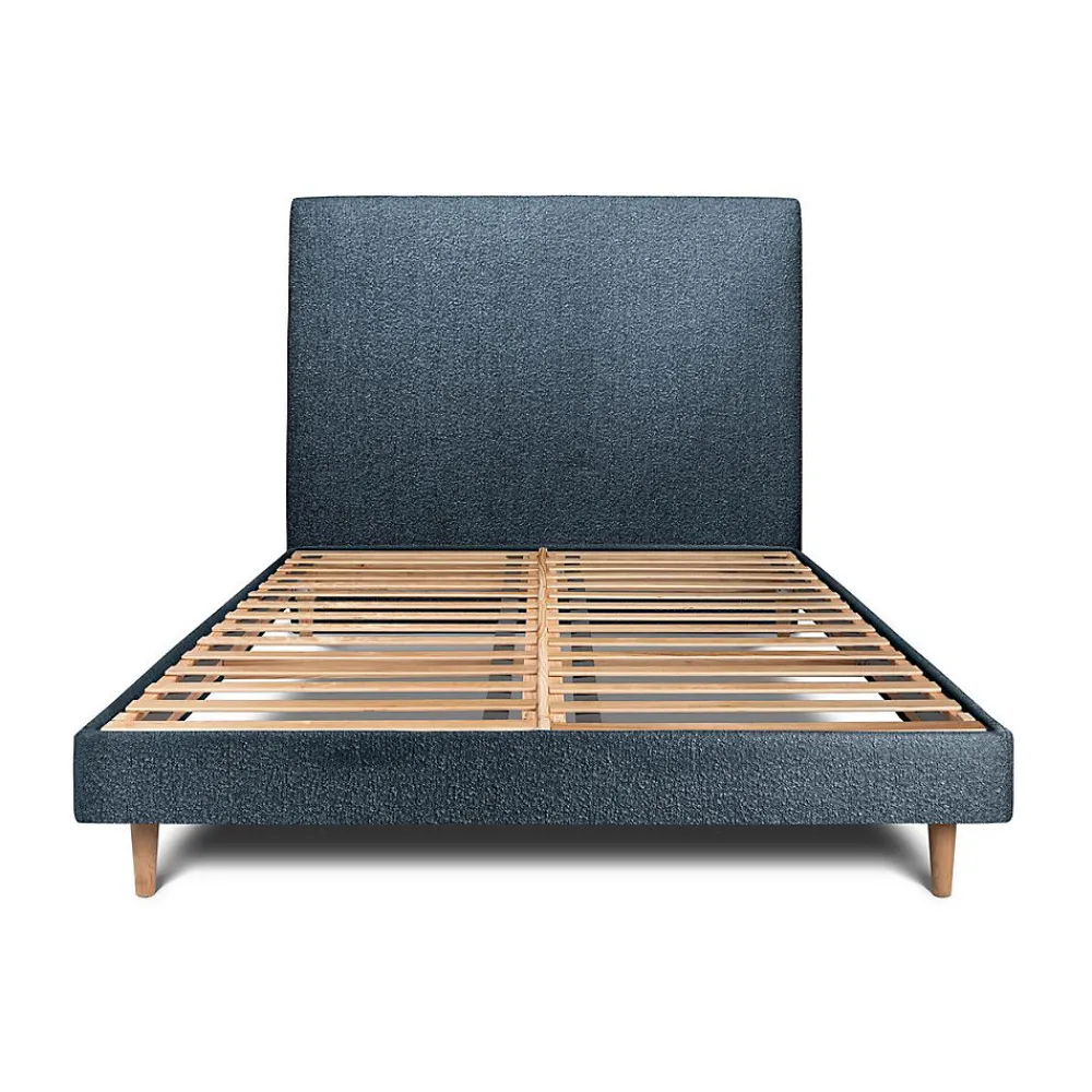 Sommeil De Plomb Lit avec tête de lit tapissier bouclette et sommier kit - Lit en bois massif* Lit Double