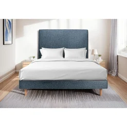 Sommeil De Plomb Lit avec tête de lit tapissier bouclette et sommier kit - Lit en bois massif* Lit Double