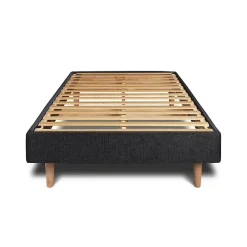 Sommeil De Plomb Lit avec tête de lit tapissier tissu et sommier kit - Lit en bois massif* Lit Simple