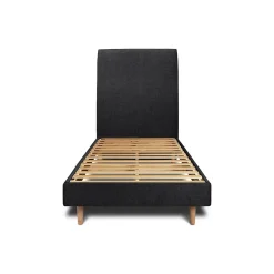 Sommeil De Plomb Lit avec tête de lit tapissier tissu et sommier kit - Lit en bois massif* Lit Simple