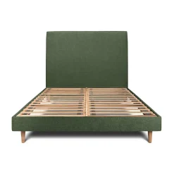 Lit avec tête de lit tapissier tissu et sommier kit - Lit en bois massif>Sommeil De Plomb Outlet