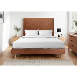 Sommeil De Plomb Lit avec tête de lit tapissier bouclette et sommier kit - Lit en bois massif* Lit Simple