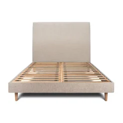 Sommeil De Plomb Lit avec tête de lit tapissier tissu et sommier kit - Lit en bois massif* Lit Simple