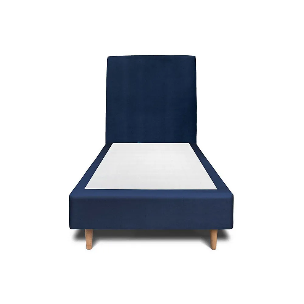 Lit avec tête de lit tapissier velours et sommier tapissier - Lit en bois massif>Sommeil De Plomb Best