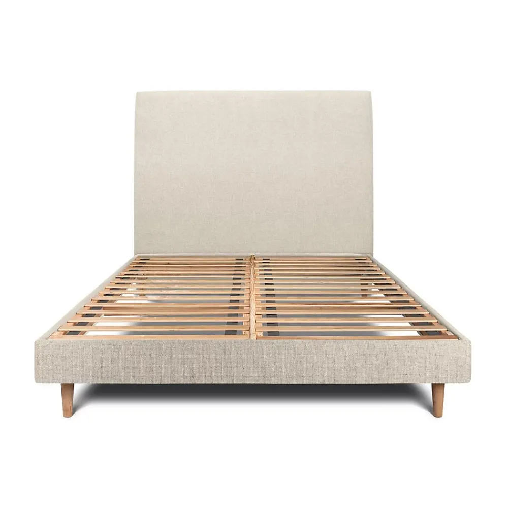 Sommeil De Plomb Lit avec tête de lit tapissier tissu et sommier kit - Lit en bois massif* Lit Double