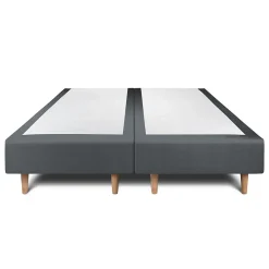 Lit avec tête de lit tapissier velours et sommier tapissier - Lit en bois massif><noscript><img width=
