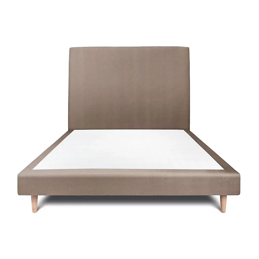 Sommeil De Plomb Lit avec tête de lit tapissier velours et sommier tapissier - Lit en bois massif* Lit Double