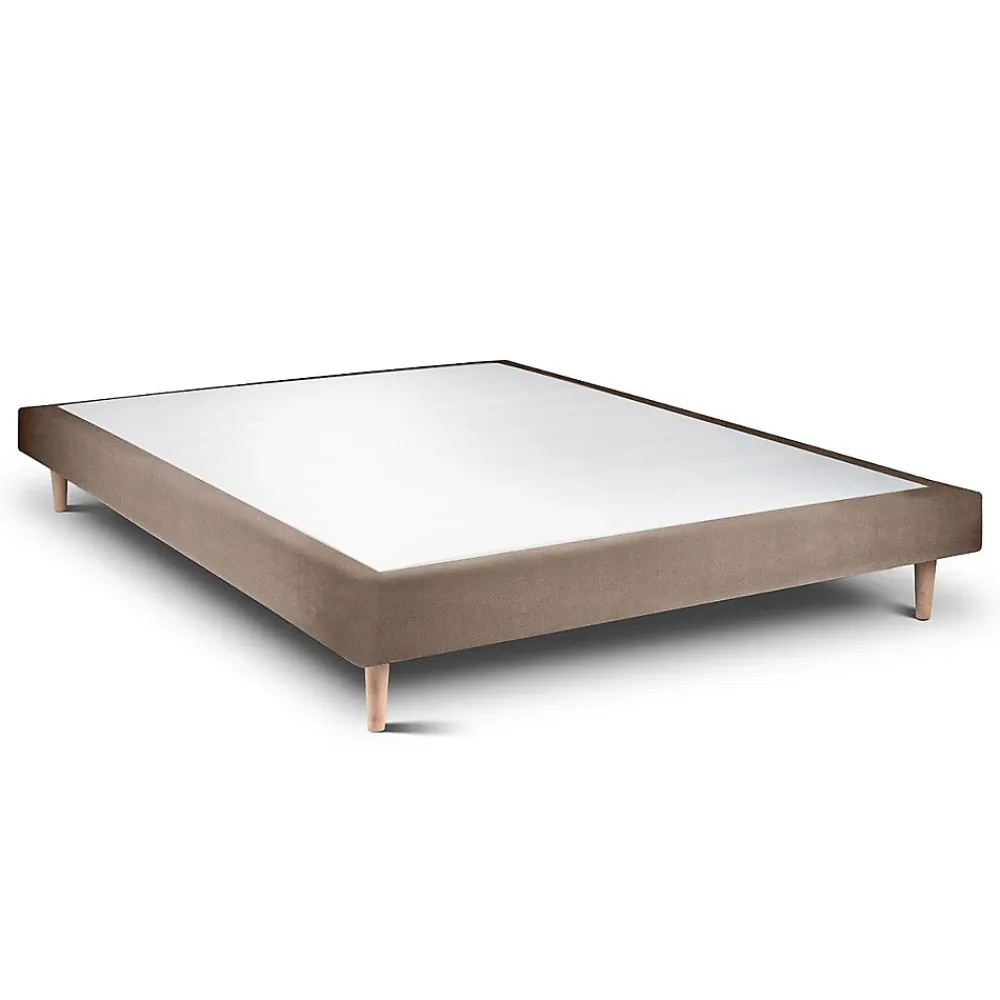 Sommeil De Plomb Lit avec tête de lit tapissier velours et sommier tapissier - Lit en bois massif* Lit Double