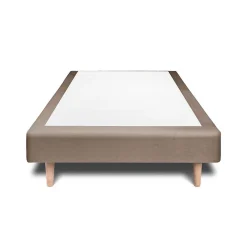 Lit avec tête de lit tapissier velours et sommier tapissier - Lit en bois massif><noscript><img width=