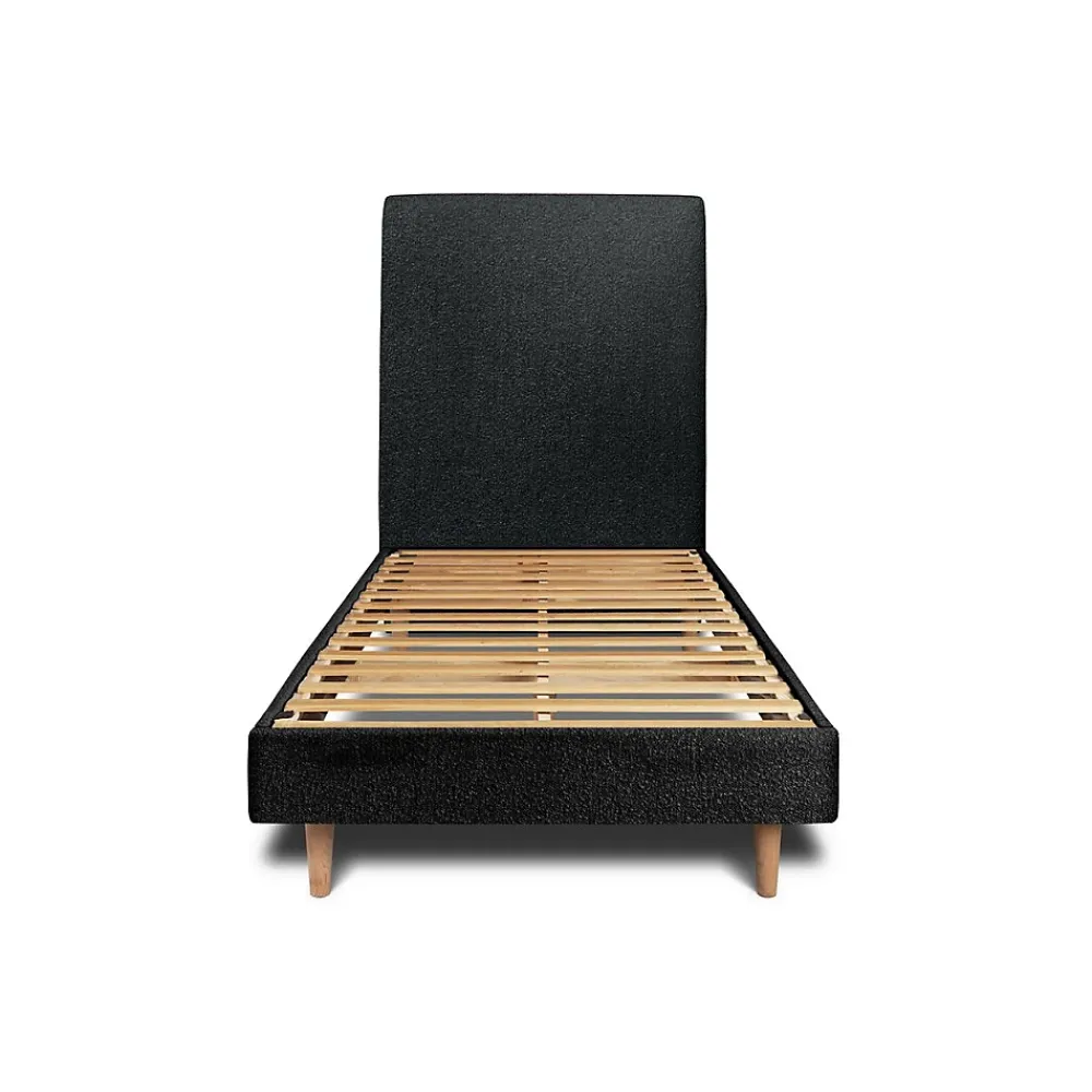 Sommeil De Plomb Lit avec tête de lit tapissier bouclette et sommier kit - Lit en bois massif* Lit Simple