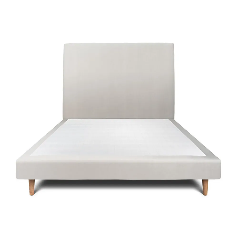 Lit avec tête de lit tapissier velours et sommier tapissier - Lit en bois massif>Sommeil De Plomb Online