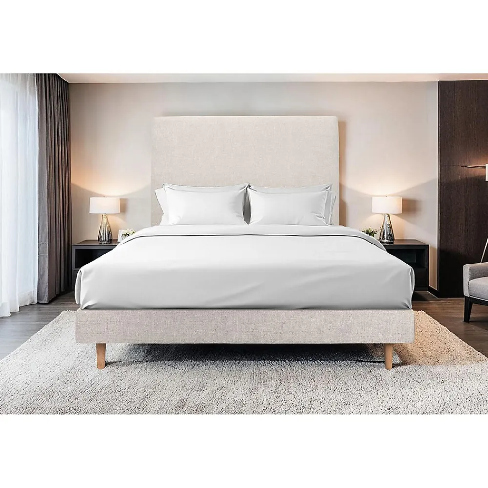 Lit avec tête de lit tapissier tissu et sommier tapissier - Lit en bois massif>Sommeil De Plomb Hot