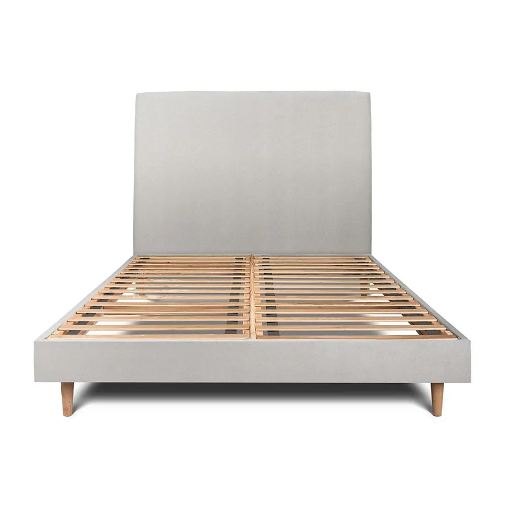 Sommeil De Plomb Lit avec tête de lit tapissier velours et sommier kit - Lit en bois massif* Lit Double
