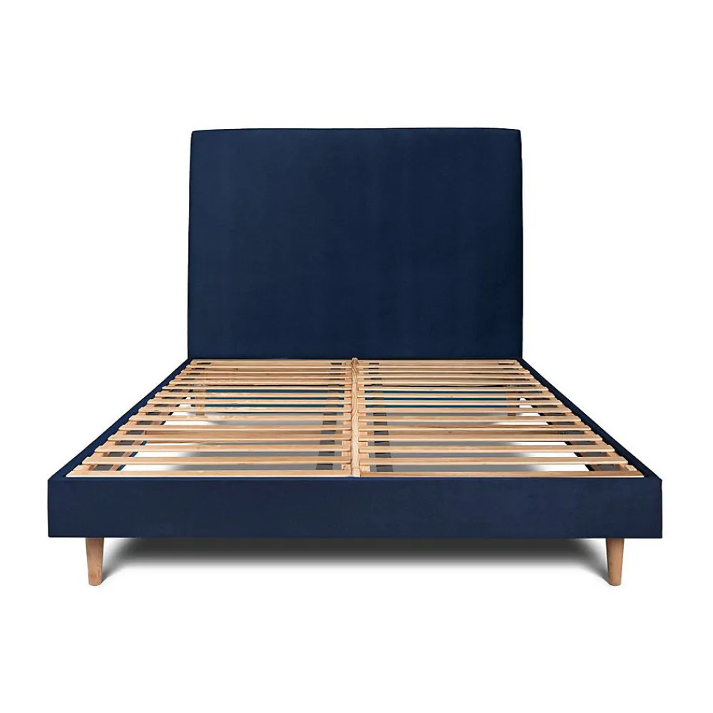 Lit avec tête de lit tapissier velours et sommier kit - Lit en bois massif>Sommeil De Plomb Best
