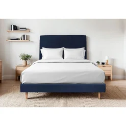 Lit avec tête de lit tapissier velours et sommier kit - Lit en bois massif>Sommeil De Plomb Best