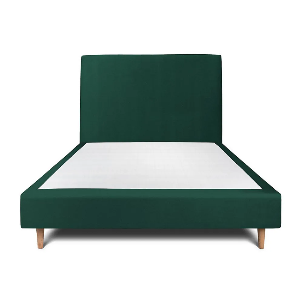 Lit avec tête de lit tapissier velours et sommier tapissier - Lit en bois massif>Sommeil De Plomb New