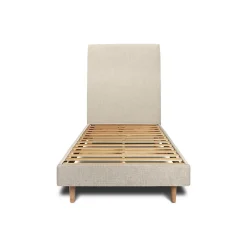 Sommeil De Plomb Lit avec tête de lit tapissier tissu et sommier kit - Lit en bois massif* Lit Simple
