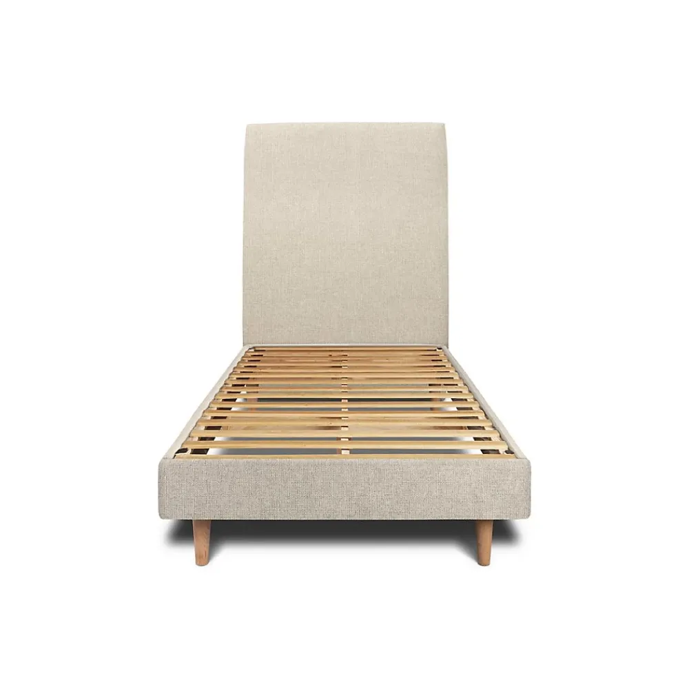 Sommeil De Plomb Lit avec tête de lit tapissier tissu et sommier kit - Lit en bois massif* Lit Simple