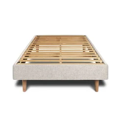 Sommeil De Plomb Lit avec tête de lit tapissier tissu et sommier kit - Lit en bois massif* Lit Simple