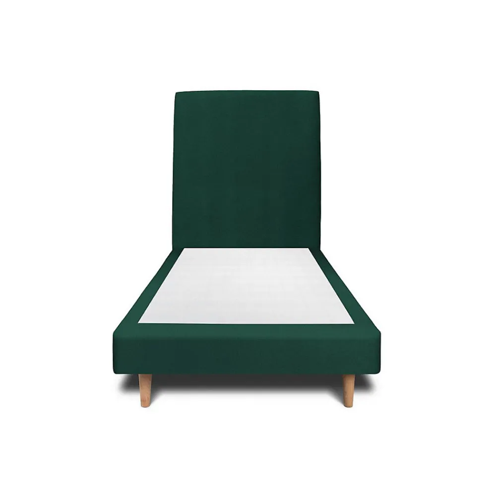 Lit avec tête de lit tapissier velours et sommier tapissier - Lit en bois massif>Sommeil De Plomb New