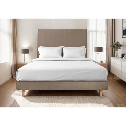 Sommeil De Plomb Lit avec tête de lit tapissier velours et sommier kit - Lit en bois massif* Lit Double