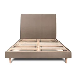 Sommeil De Plomb Lit avec tête de lit tapissier velours et sommier kit - Lit en bois massif* Lit Double