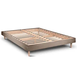 Sommeil De Plomb Lit avec tête de lit tapissier velours et sommier kit - Lit en bois massif* Lit Double