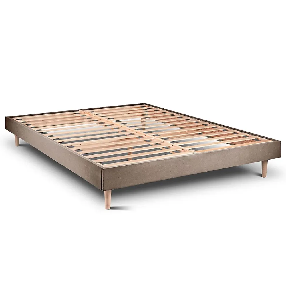 Sommeil De Plomb Lit avec tête de lit tapissier velours et sommier kit - Lit en bois massif* Lit Double