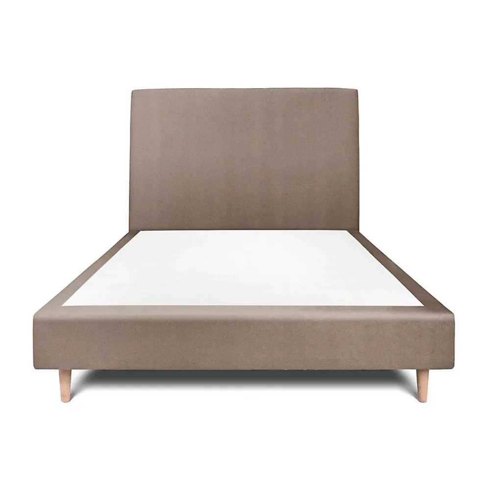 Sommeil De Plomb Lit avec tête de lit tapissier velours et sommier tapissier - Lit en bois massif* Lit Double