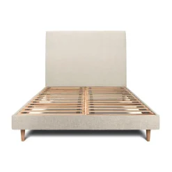 Sommeil De Plomb Lit avec tête de lit tapissier tissu et sommier kit - Lit en bois massif* Lit Simple