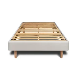 Sommeil De Plomb Lit avec tête de lit tapissier velours et sommier kit - Lit en bois massif* Lit Simple