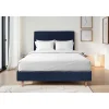 Sommeil De Plomb Lit avec tête de lit tapissier velours et sommier tapissier - Lit en bois massif* Lit Simple