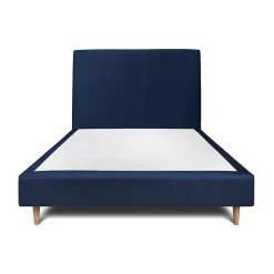 Sommeil De Plomb Lit avec tête de lit tapissier velours et sommier tapissier - Lit en bois massif* Lit Simple